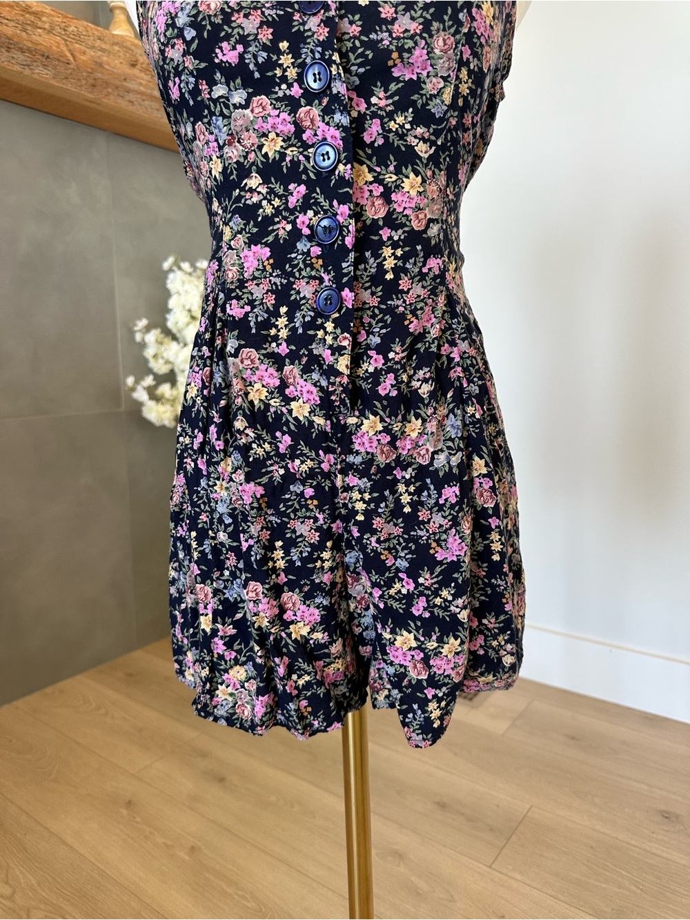 Vintage EQUATION Floral Button Front Romper – Size Small - Picture 4 of 10